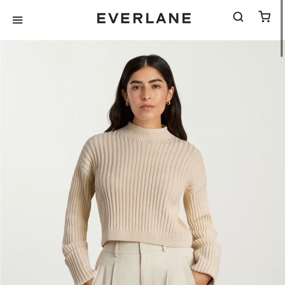 Everlane Womens Ribbed Cream Sweater
